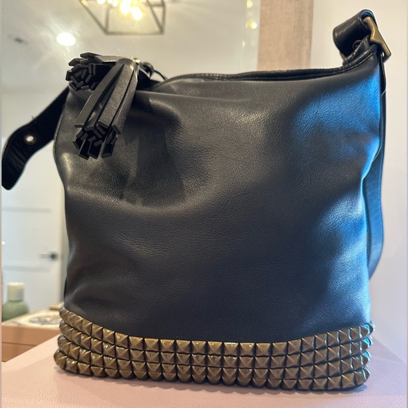 Coach Handbags - Coach Black Leather Bag with Gold Studs